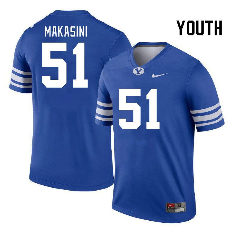 Youth #51 Sonny Makasini BYU Cougars College Football Jerseys Stitched-Royal